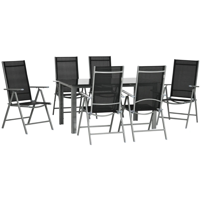 6 Seater Outdoor Aluminium Dining Ensemble - Foldable Chairs