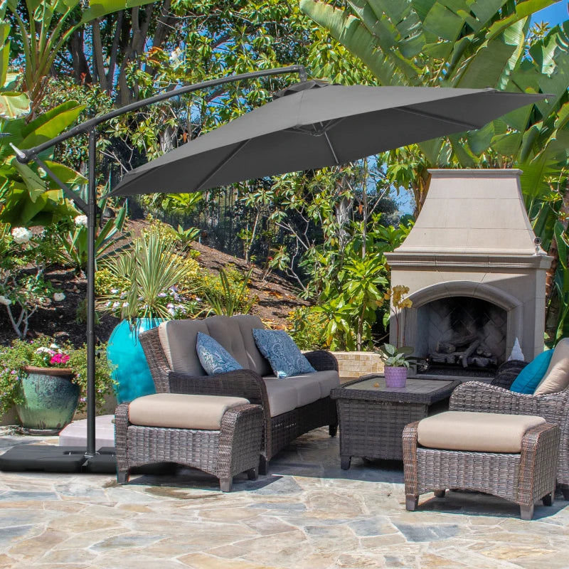 Black Banana Parasol With Adjustable Crank Handle