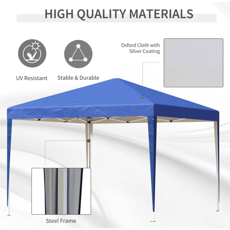 Blue 3m x 3m Pop Up Gazebo - Height Adjustable With Bag