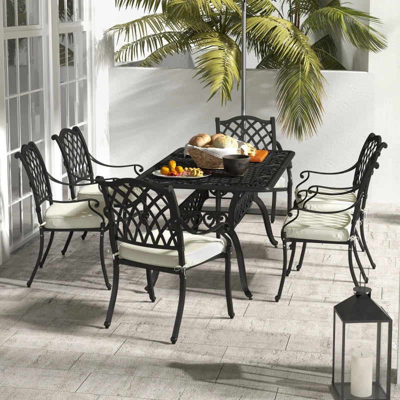 Black 7 Piece Aluminium Dining Set