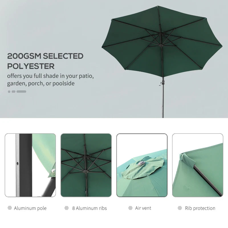 2.94m x 2.48H Green Parasol With 360° Rotation