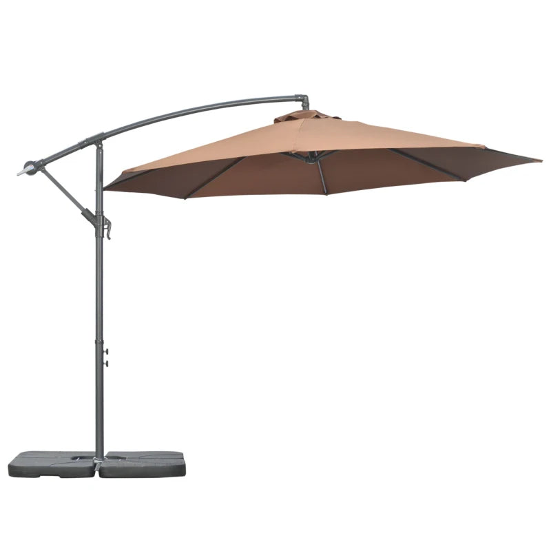 2.47H x 2.92m Coffee Parasol With Weights and Cover