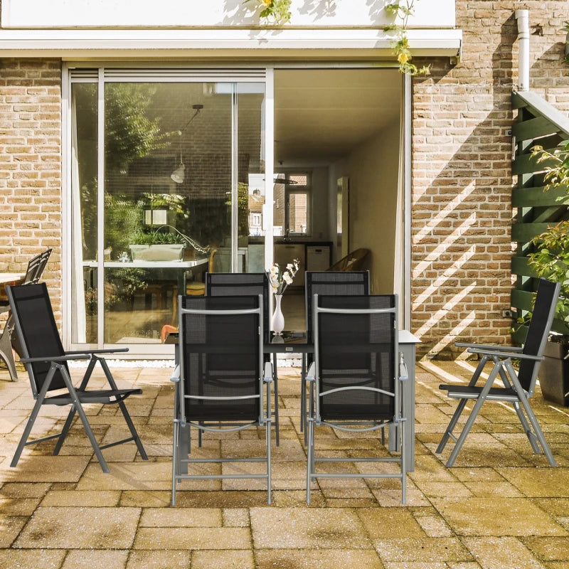 6 Seater Outdoor Aluminium Dining Ensemble - Foldable Chairs