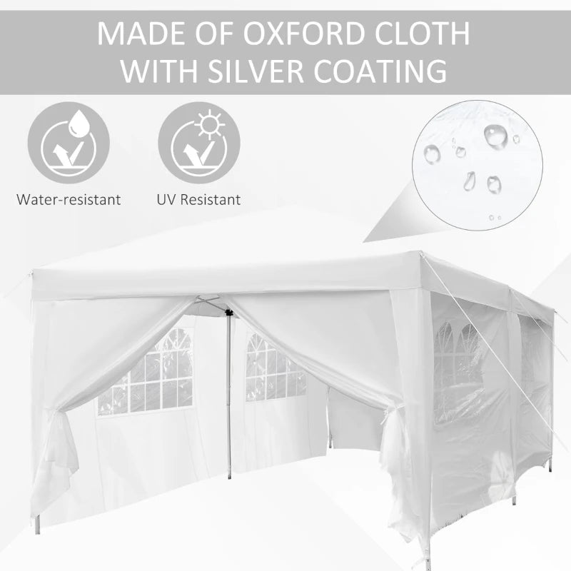 3m x 6m White Pop Up Gazebo With Free Storage Bag