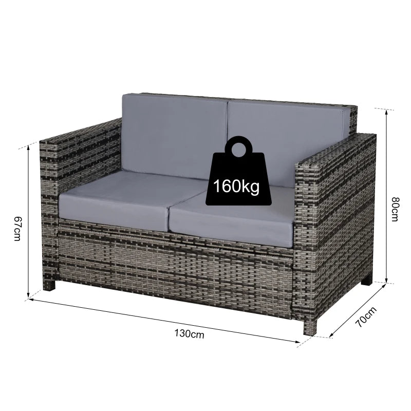 Mixed Grey Two-Seater Rattan Sofa