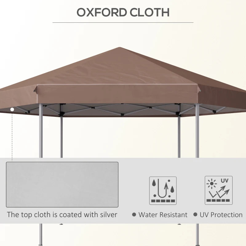 Brown Hexagonal Pop up Gazebo with Storage Bag