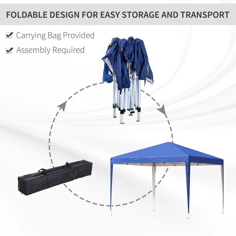 Blue 3m x 3m Pop Up Gazebo - Height Adjustable With Bag