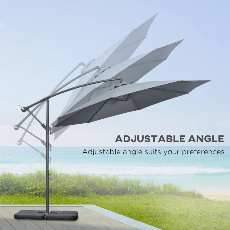 2.47H x 2.92m Dark Grey Banana Parasol With Adjustable Crank Handle