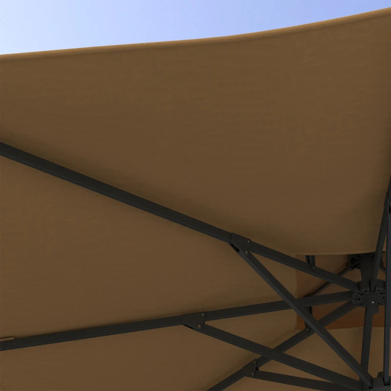 Khaki 3m Cantilever Parasol with Hydraulic Mechanism - Dual Vented