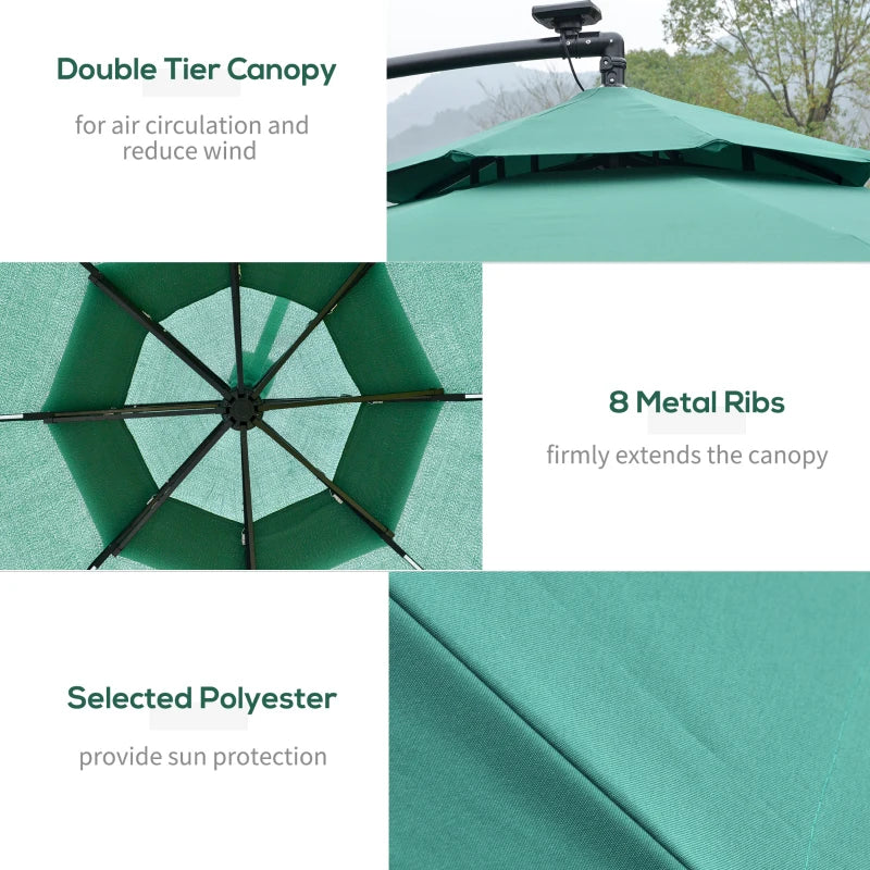 Green 2.3H x 3m Hanging Umbrella with Double Roof