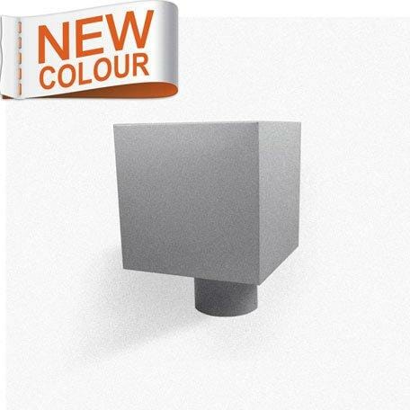 RAL 9007 'Grey Aluminium' Galvanised Stee Plain Box Hopper Head 200w x 200d x 200h with 80mm Outlet - Trade Warehouse