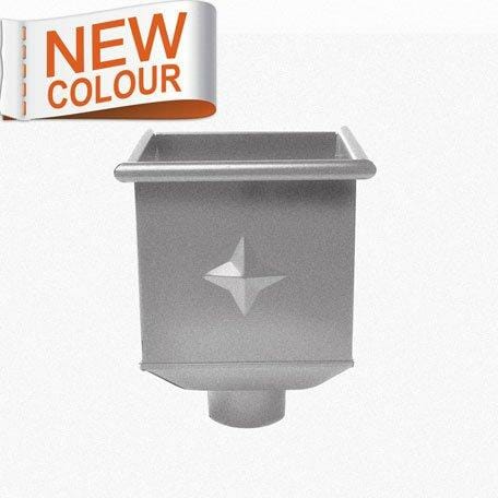 RAL 9007 'Grey Aluminium' Galvanised Steel Hopper Head 230w x 230d x 300h with 100mm Outlet - Trade Warehouse