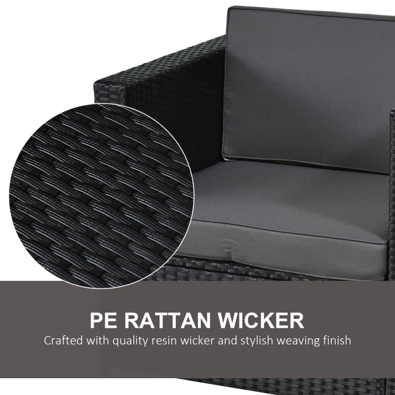 Black 3 Piece Rattan Bistro Set with 10cm Cushions