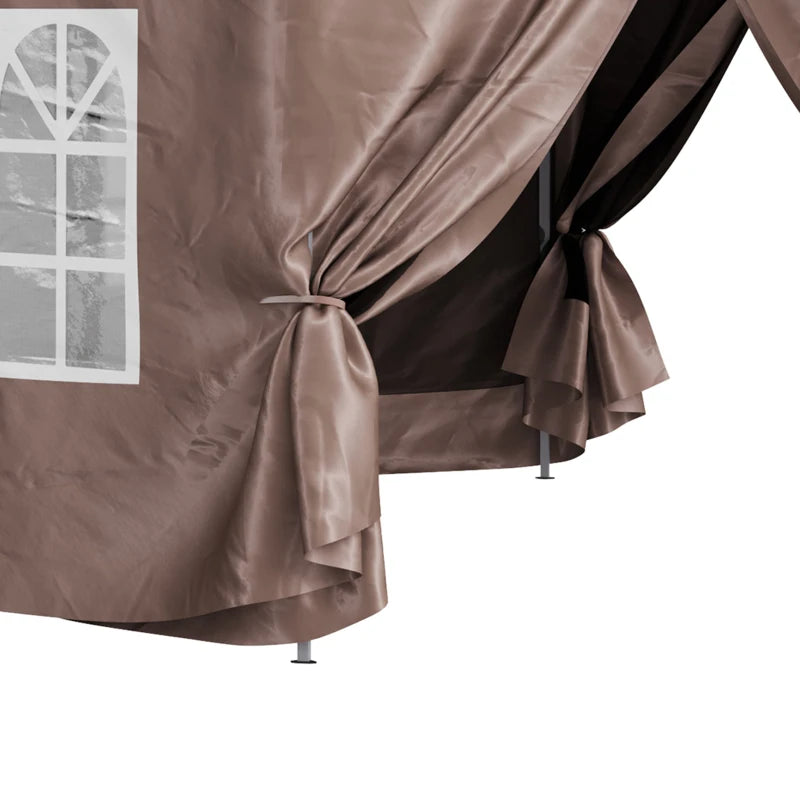 Brown Hexagonal Pop up Gazebo with Storage Bag