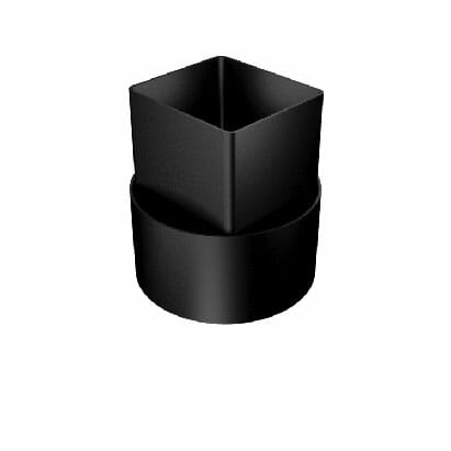 76mm Swaged Aluminium Square DRAIN ADAPTER PPC - Matt Black