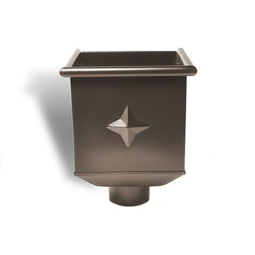 Sepia Brown Coated Galvanised Steel Hopper Head 230w x 230d x 300h with 80mm Outlet - Trade Warehouse