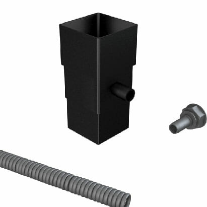 76mm Swaged Aluminium Square Downpipe WATER BUTT Diverter PPC  - Matt Black