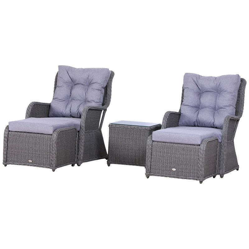 5 Piece Deluxe Rattan Chair Set With Table & Cushions