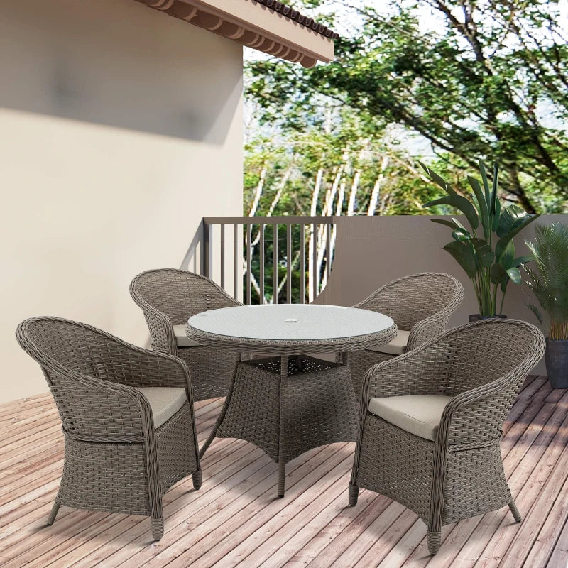 Luxury 4 Seater Rattan Dining Set With Curved Armchairs