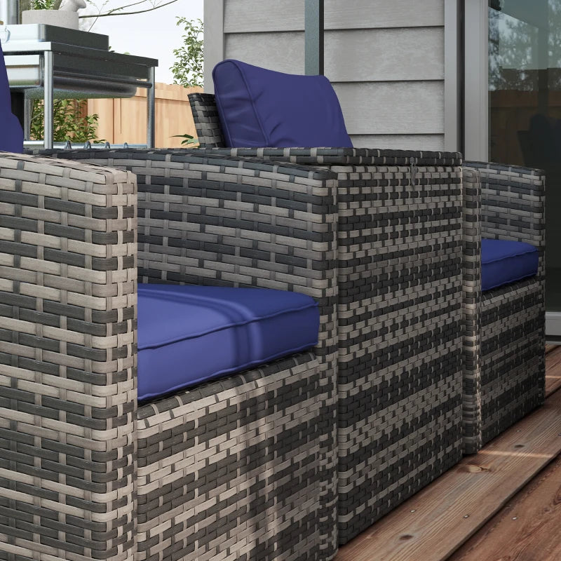 Navy 6 Piece Rattan Sofa Set With Storage Table