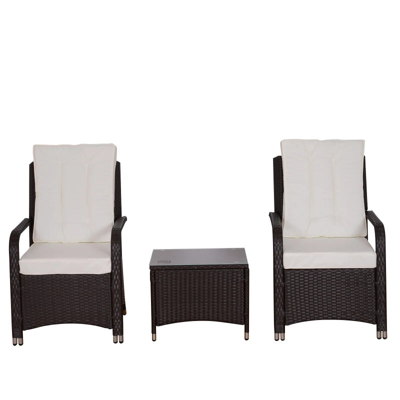 White Rattan Bistro Set With Aluminium Frame, Table & Cover