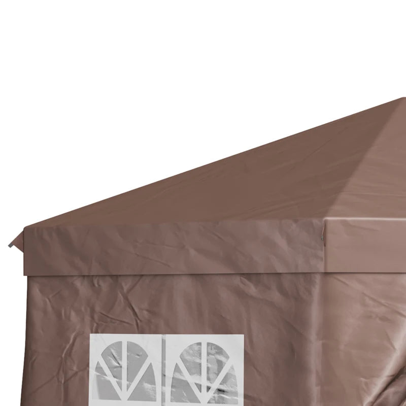 Brown Hexagonal Pop up Gazebo with Storage Bag