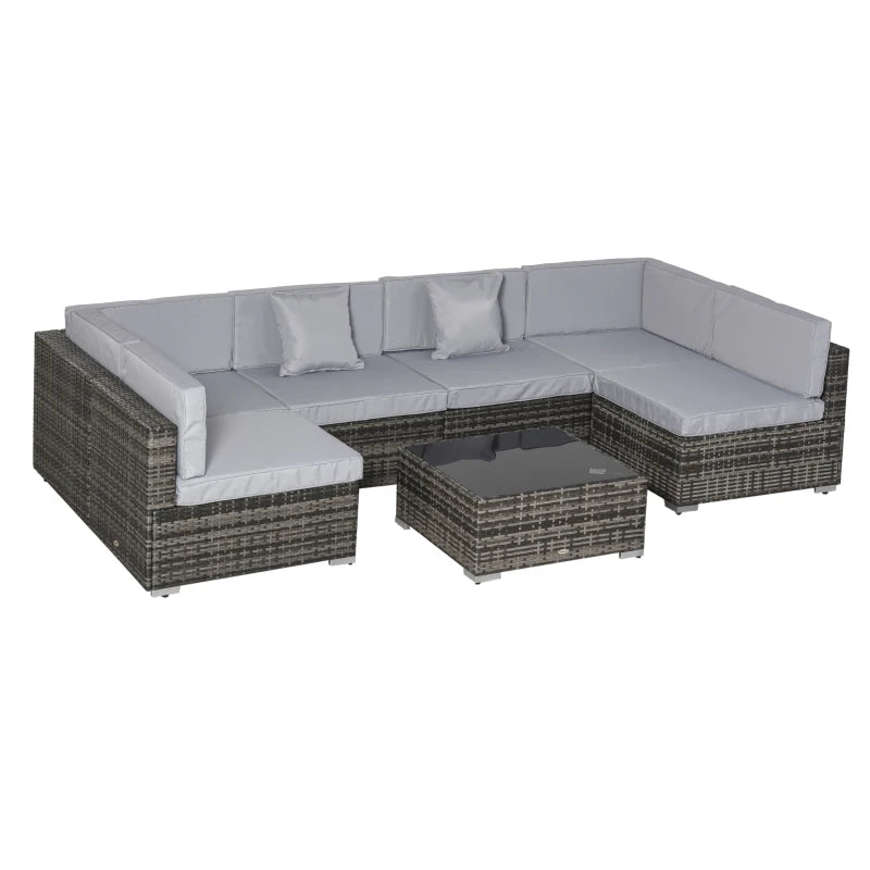 Mixed Brown 6-Seater Rattan Sectional Sofa