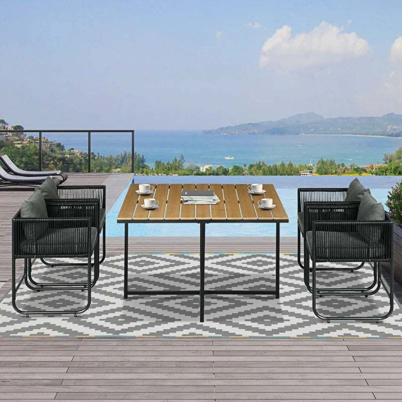 4 Seater Rattan Cubed Dining Set